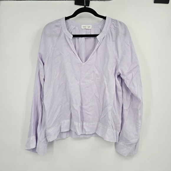 Bella Dahl Tops - Bella Dahl Lavender Tencel Lyocell Split V-Neck Embroidered Top Womens Medium